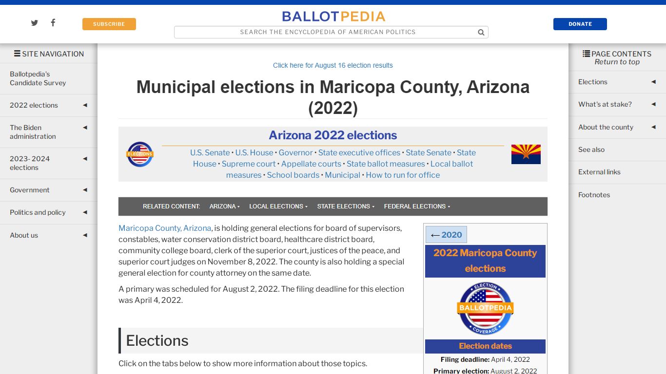 Municipal elections in Maricopa County, Arizona (2022)