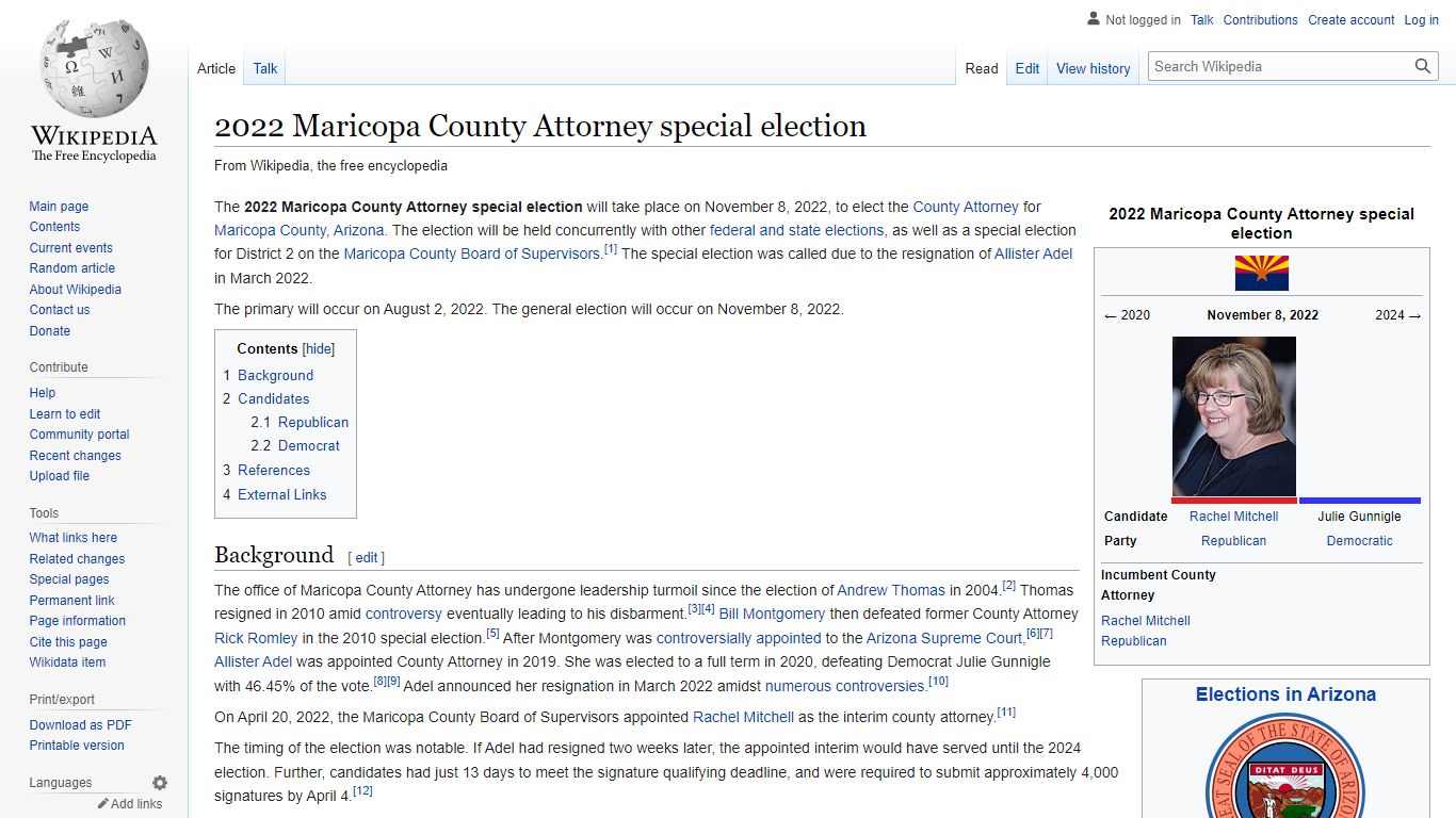 2022 Maricopa County Attorney special election - Wikipedia